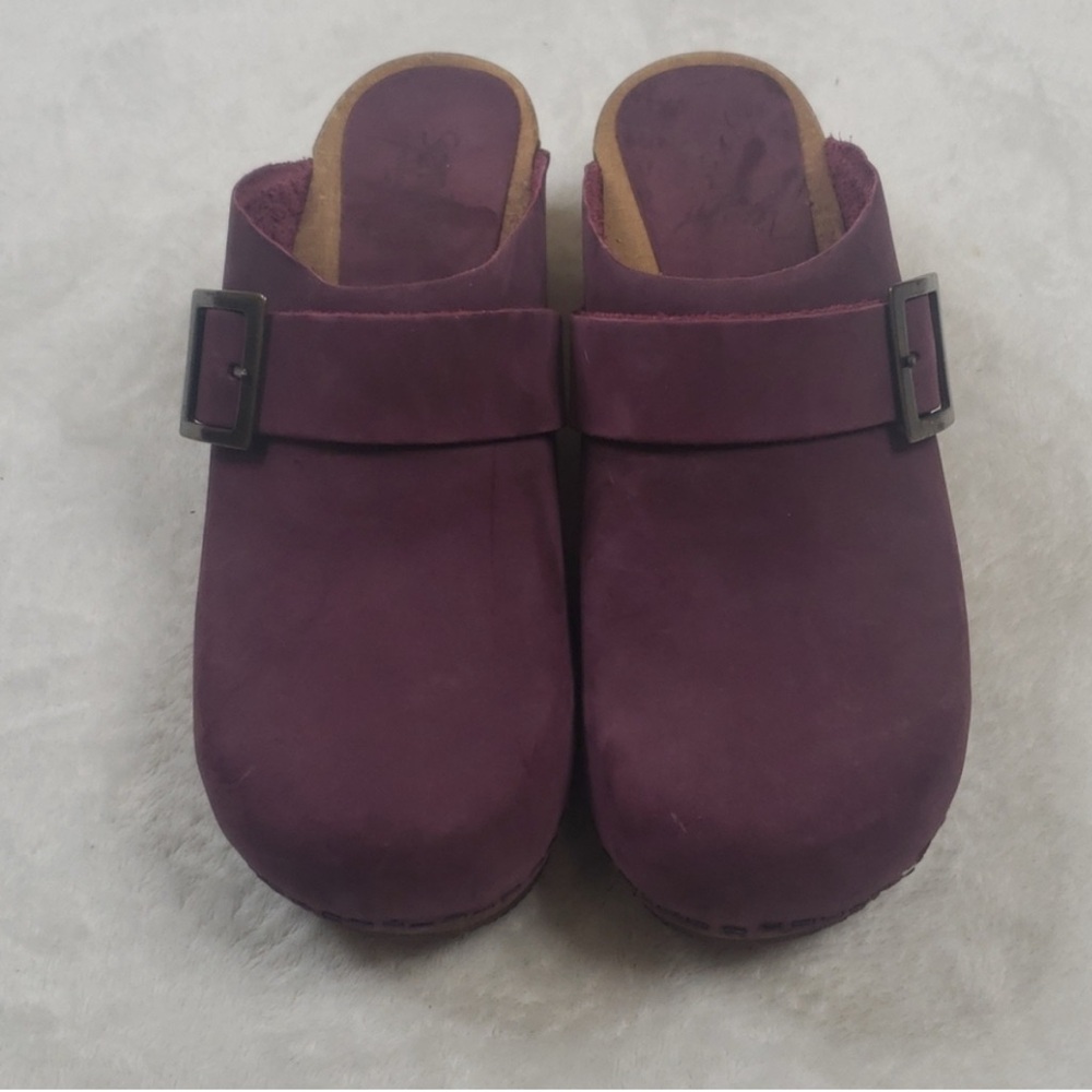 Burgundy Buckle Danish Clogs